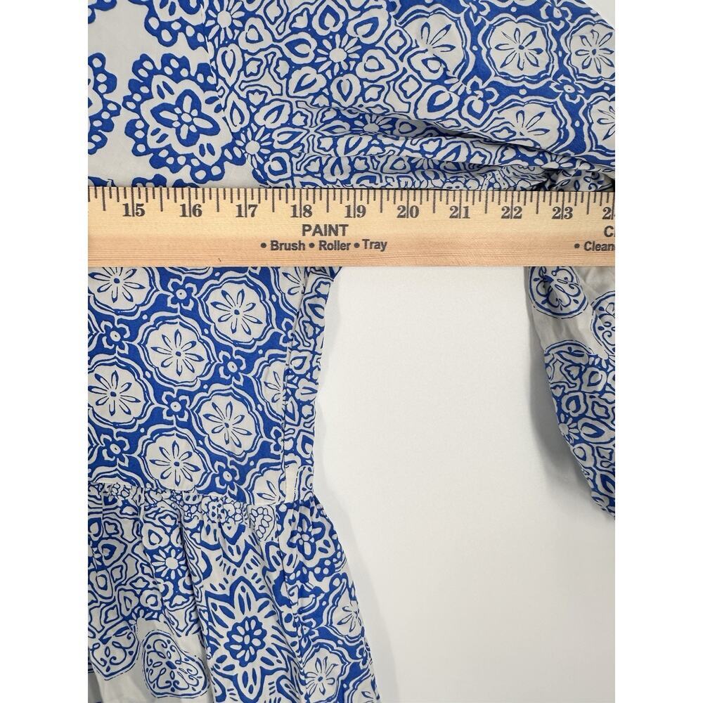 Blue White Paisley Boho Coastal Maxi Dress Zara Medium Coquette Euro Summer EUC - Picture 4 of 8